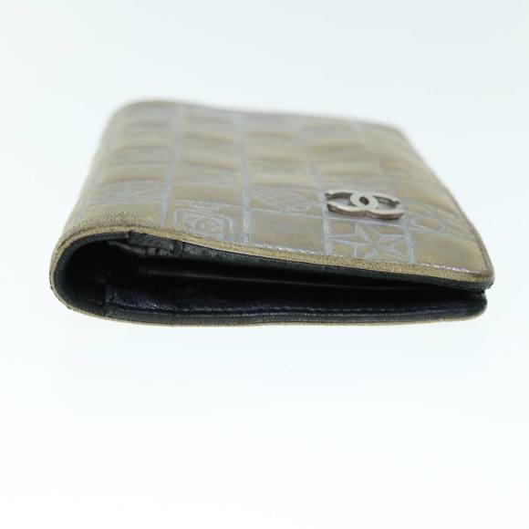 CHANEL Icon Line Wallet Leather Silver CC Auth 61875 - Picture 4 of 16
